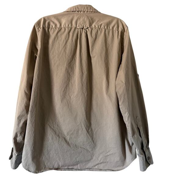 J Crew Broken in Chino Mens L shirt Khaki 100% Cotton VINTAGE GORPCORE preppy - Picture 3 of 10